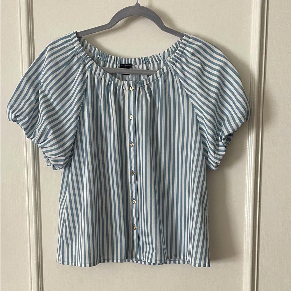 Ann Taylor blue and white striped top